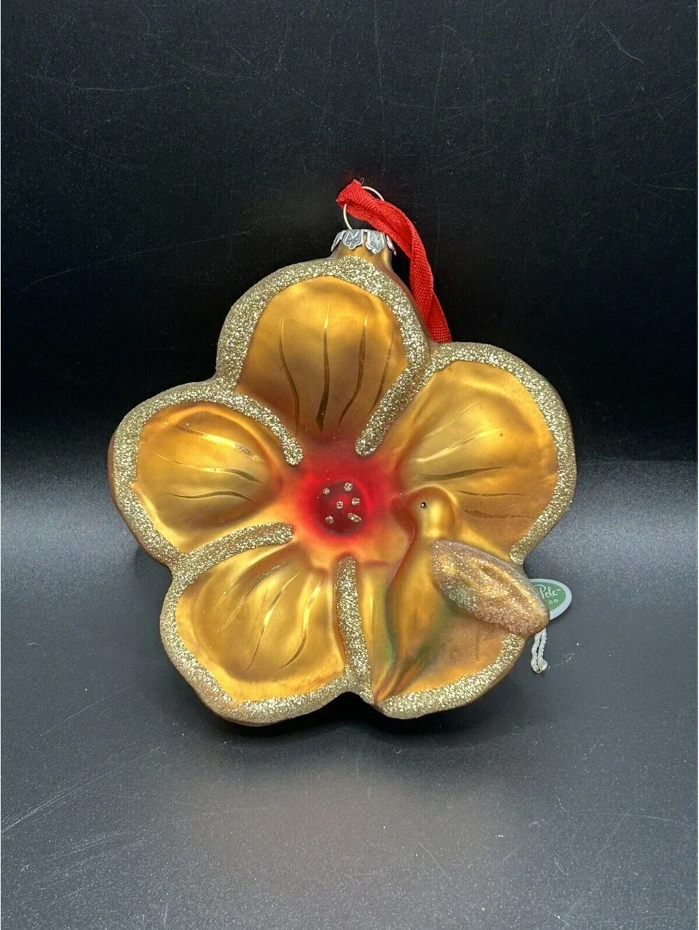 Vintage North Pole Trading Co. Flower w/ Hummingbird Ornament 1990’s